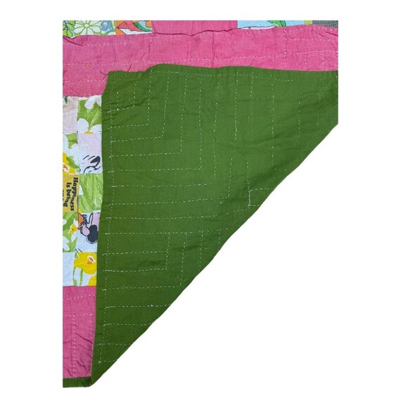 Vtg Handmade Patchwork Crazy Quilt w/Charlie Brown Peanuts Fabric 74"x56" READ - Picture 10 of 12